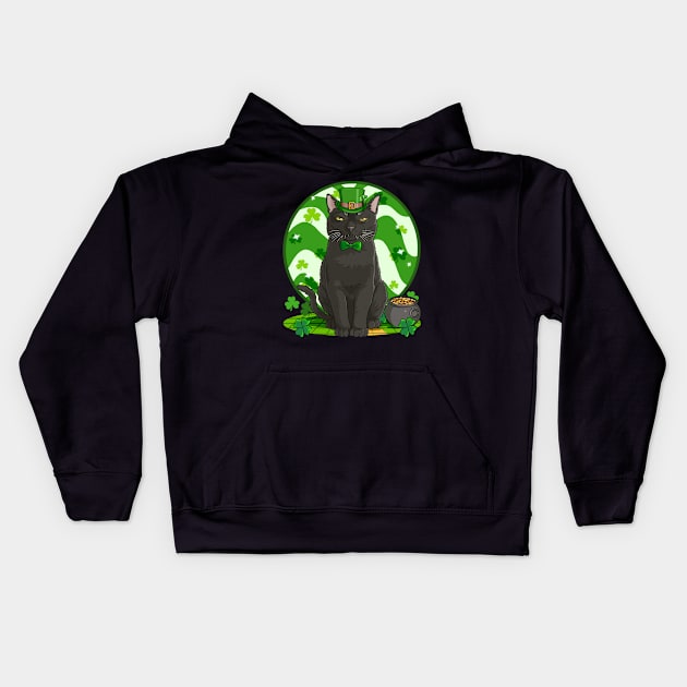 Bombay Cat St. Patricks Day Irish Leprechaun Kids Hoodie by Noseking